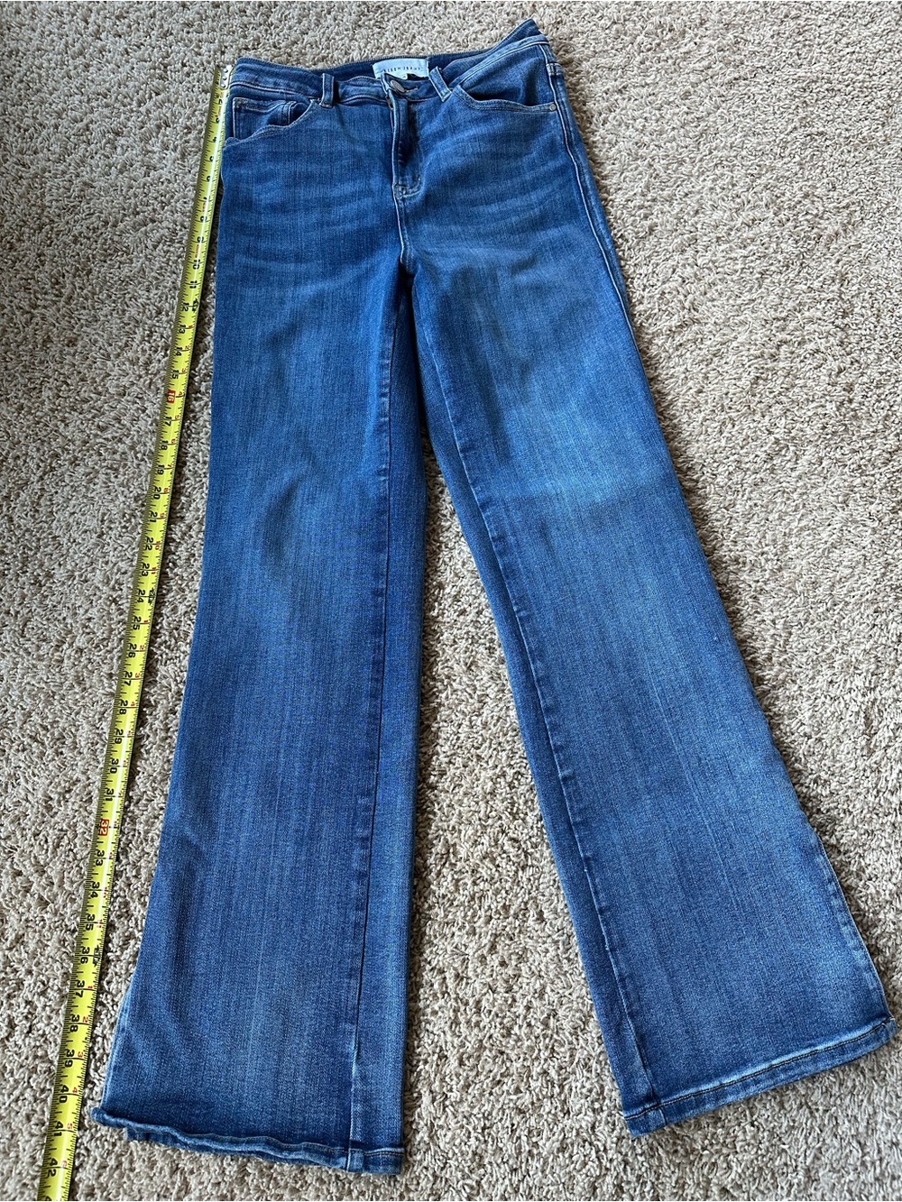 Women's Blue Bootcut Jeans with Subtle Fade